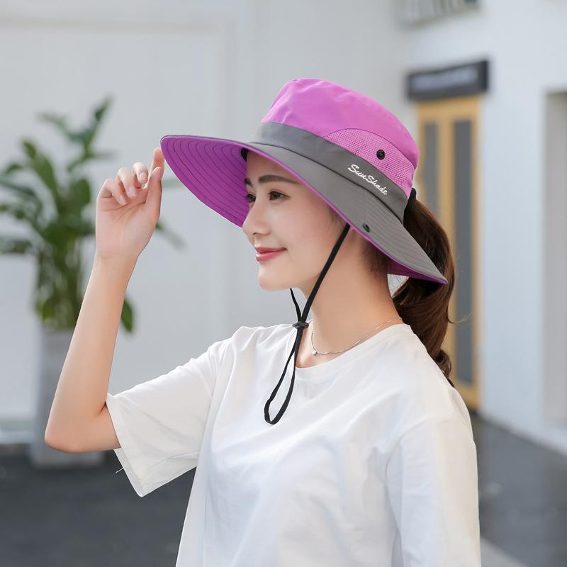 

Wide Brim Hats Spring And Summer Ladies Hat Sports Fisherman Sunscreen Breathable Windproof Outdoor Sun Caps Bowler, Red