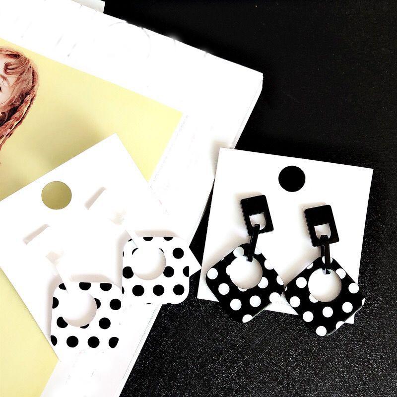 

Dangle & Chandelier Punk Simple Acrylic Acetate Earrings Fashion Geometric White Black Polka Dots Drop Earring Jewelry Women Party 403Dangle