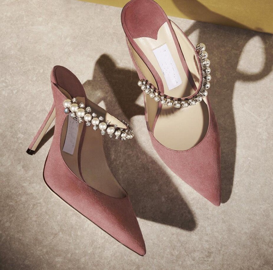 Luxury American ladies suede Shoes summer new pointed high heels Bing embellished snake-print leather mules rhinestone sexy fashion sandals big s
