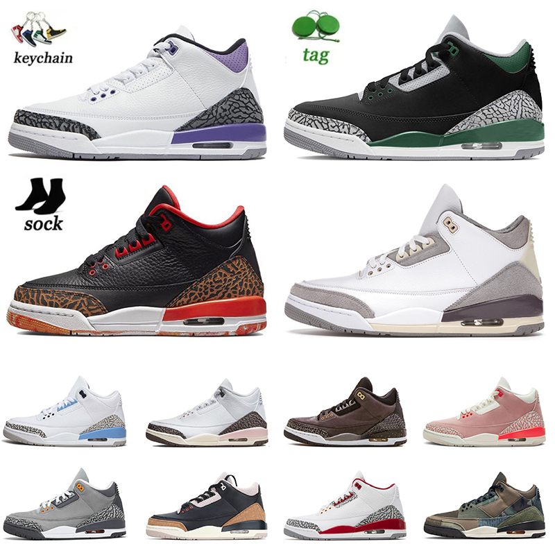 

Men Women Jumpman 3 Basketball Shoes 3s Dark Iris Pine Gree Archaeo Brown A Ma Maniere White UNC Shady Mocha Desert Elephant Racer Blue Retros Sneakers Sports Outdoor, D32 pure white 40-47