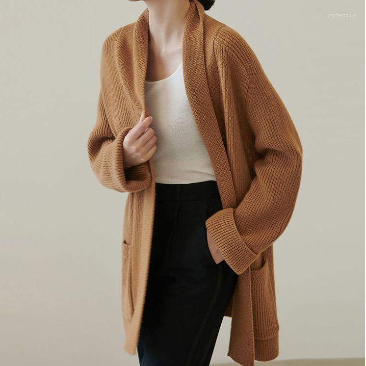 

Women' Knits & Tees 2022 Autumn Women No Button Elegant Long Knitted Cardigans Sweater Jumpers Pull Femme Perf22, As pic