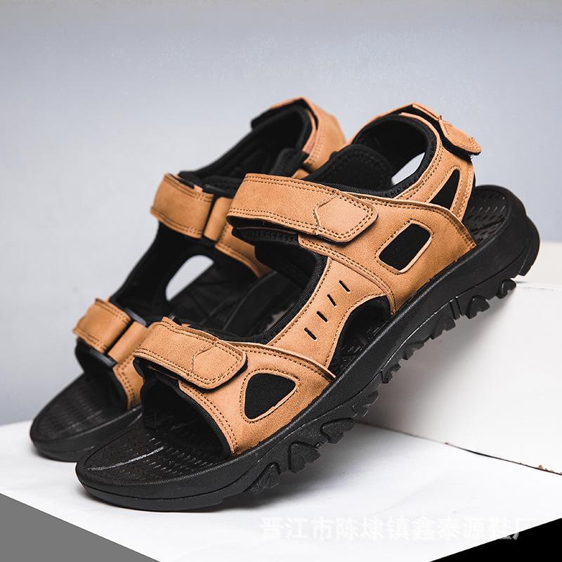 

Sandals Mens Shoes Men Slippers Summer PU Microfiber Buckle Strap ConciseSandals