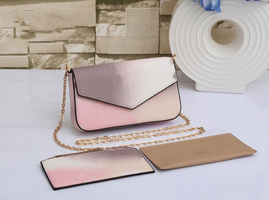 

3pcs/set Shoulder Bag Women Luxurys Handbag Designer Crossbody Bags Canvas Gradient Purses Wallet High Quality Flower Printed Packs Lady Shopping Beach Handbags, Orange