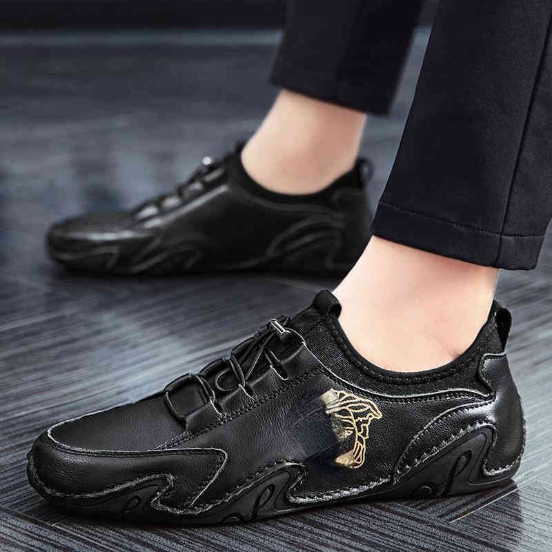 

2022 sports soft leather small white versatile men's Korean version new Medusa eight claw shoes-38-46, Black