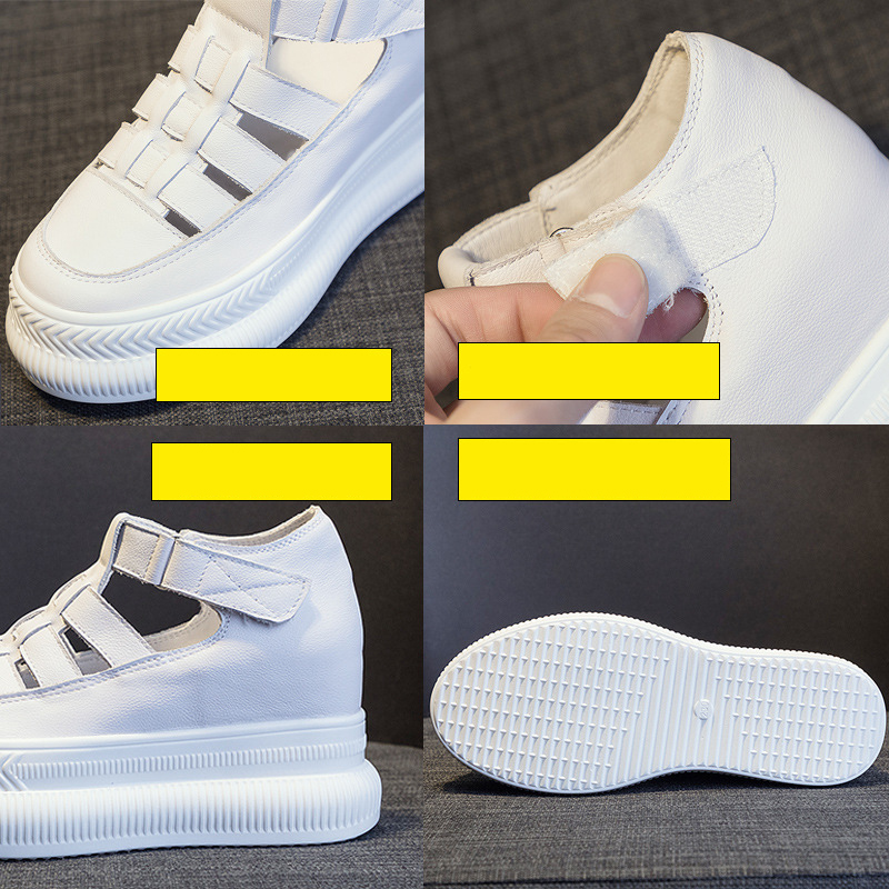 

9cm Full Cow Genuine Leather Women Summer Shoes Platform Sandals Wedge High Heel for Female Buckle Strap Women Sandals, White