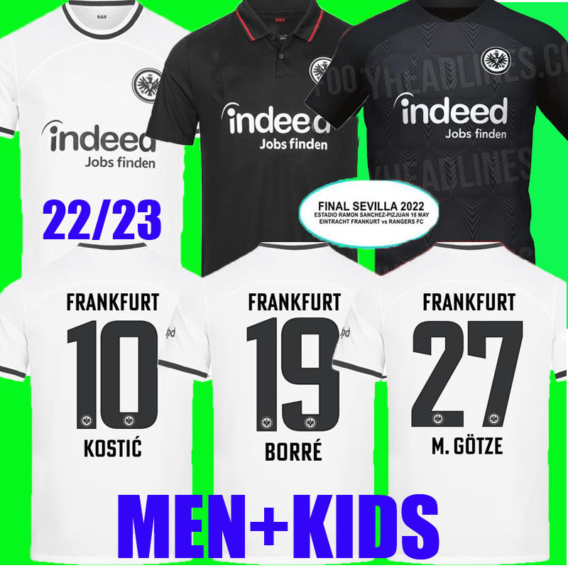 

21 22 23 Eintracht Frankfurt soccer jersey cup league final BUDAPEST away 2022 2023 SOW Borre KOSTIC HAUGE M.GOTZE 27 football men kids kit KAMADA HINTEREGGER shirts, Adult 21/22 away 1