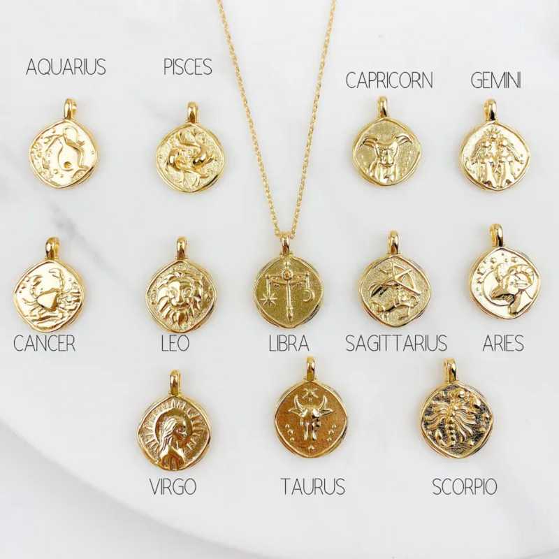 

Chains Constellations Necklaces For Women Goth Zodiac Medallion Pendants Choker Chain Necklace Scorpio Leo Jewelry Astrology GiftChains