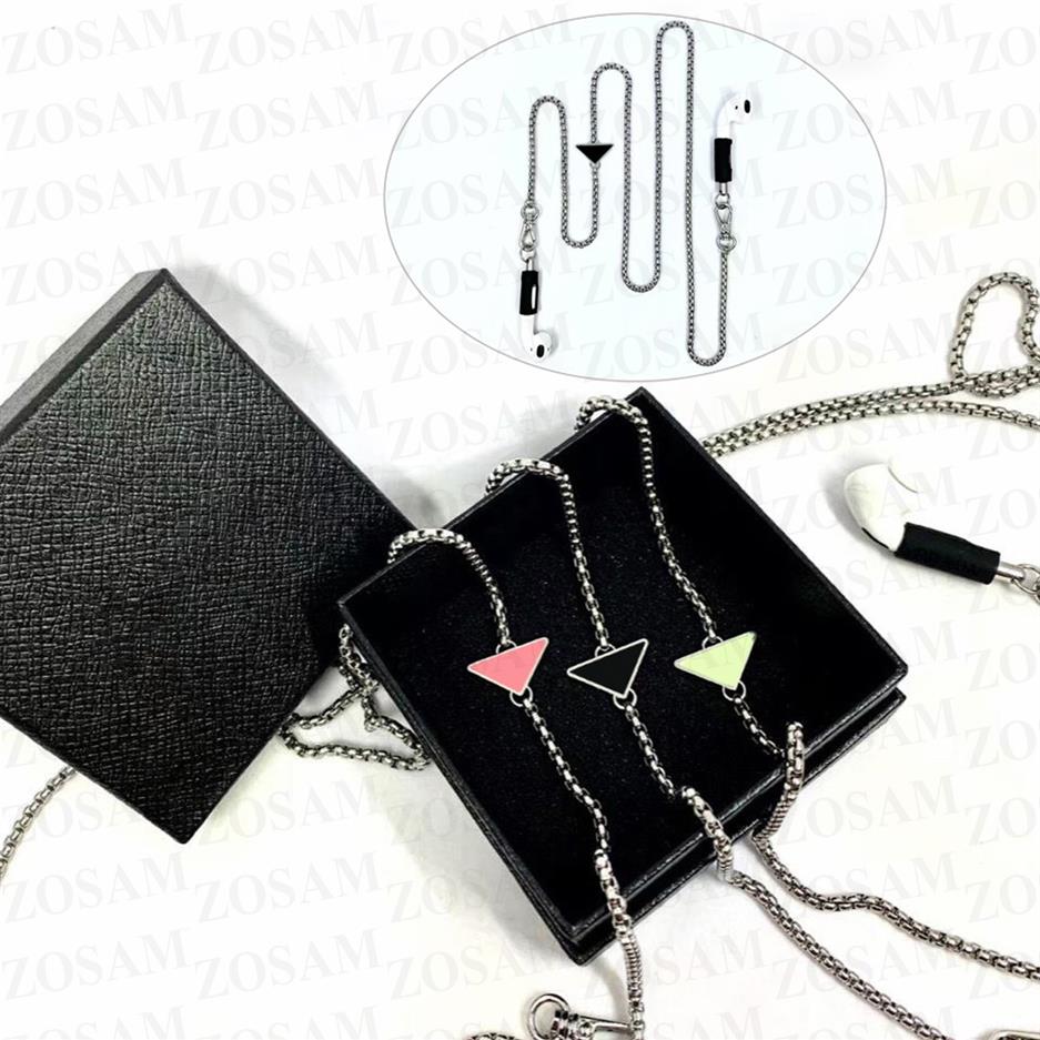 

Luxury Wireless Bluetooth Earphone Anti Lost Chain Universal for Airpods 1 2 Pro Similar Size Earbuds Headset Metall Triangle Desi151O