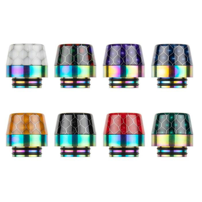 

Epoxy Resin Rainbow SS Drip tips Kit Set Wide Bore 810 510 Thread Snake Skin Grid Mushrooms Mouthpiece With Candy Package