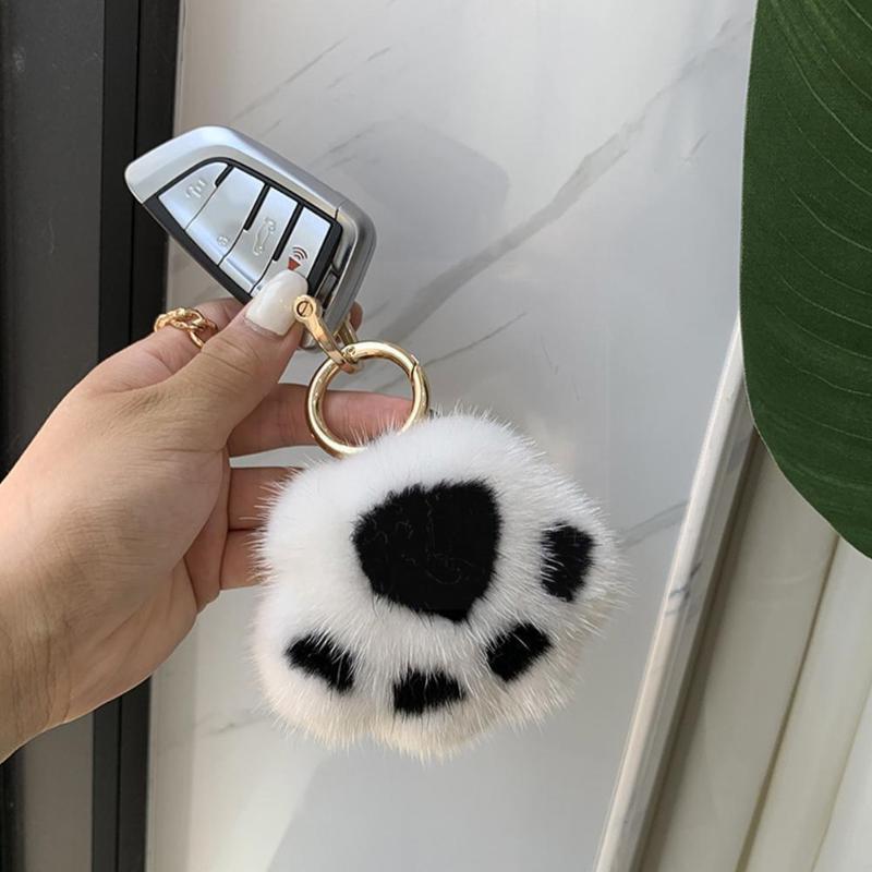 

Keychains Women Car Key Pendant Faux Keychain Girl Cute Soft Plush Claw Bear Cat Ring Bag Jewelry Charm Pompom Ornaments C6N5