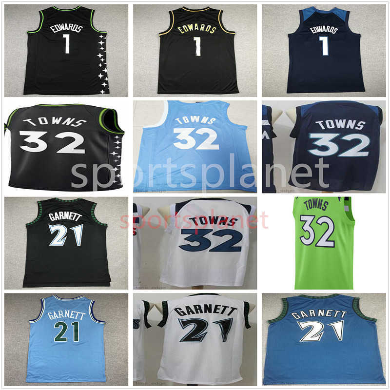 

Minnesota''Timberwolves''Basketball Anthony 1 Edwards Stitched Jerseys Retro Kevin 21 Garnett Karl-Anthony 32, Black