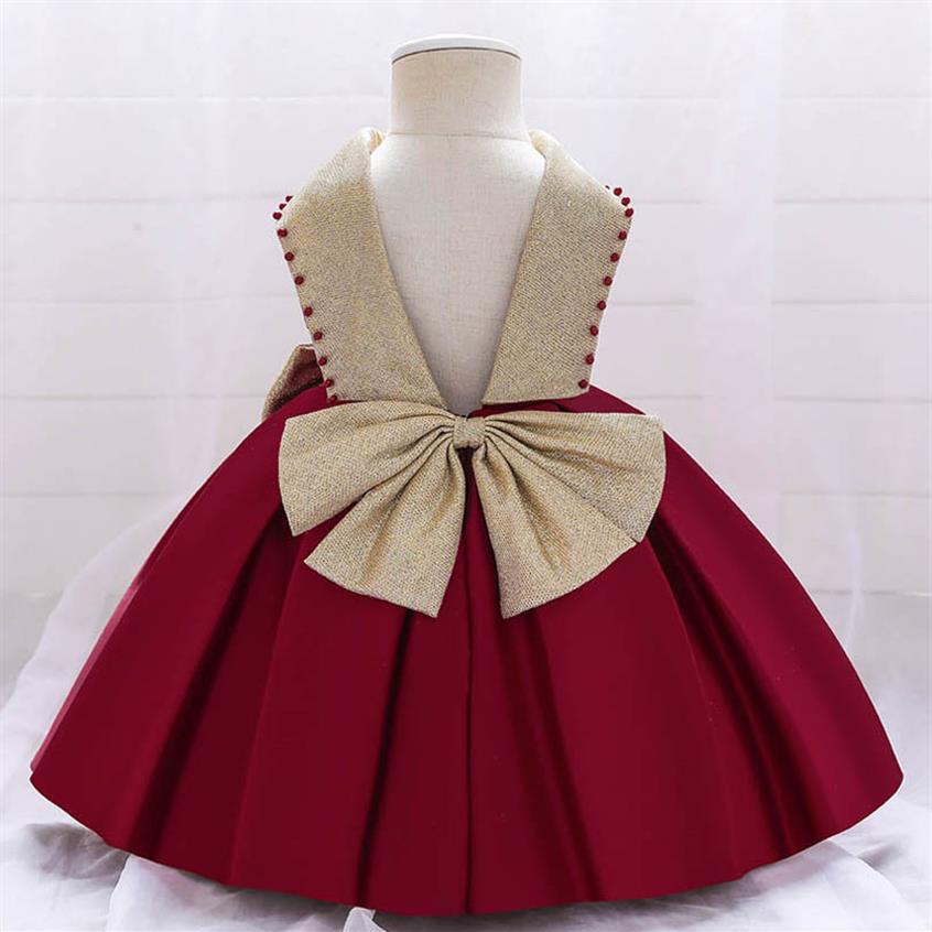 Robes de fille 1ère robe d'anniversaire pour bébé fille princesse puttishirt long bowknot fête des enfants vêtements pour tout-petits vêtements 0