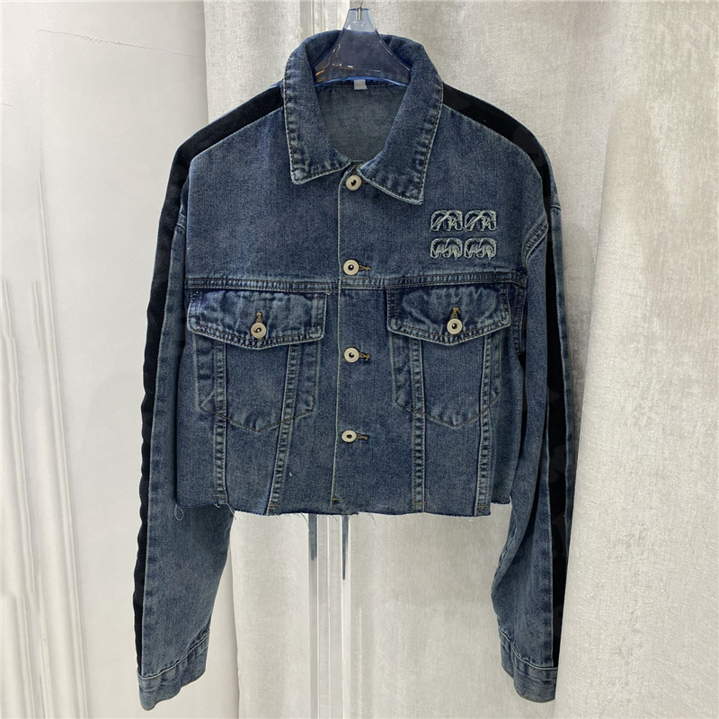 

Vintage Fashion Denim Jackets Coats For Women Designer Letter Short Style Outerwear Lady Jacket High Grade Women Clothes, Blue
