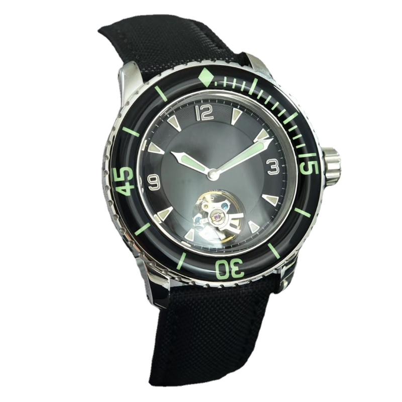 

Wristwatches Mens Mechanical Watch Black Ceramic Canvas Tourbillion Leather