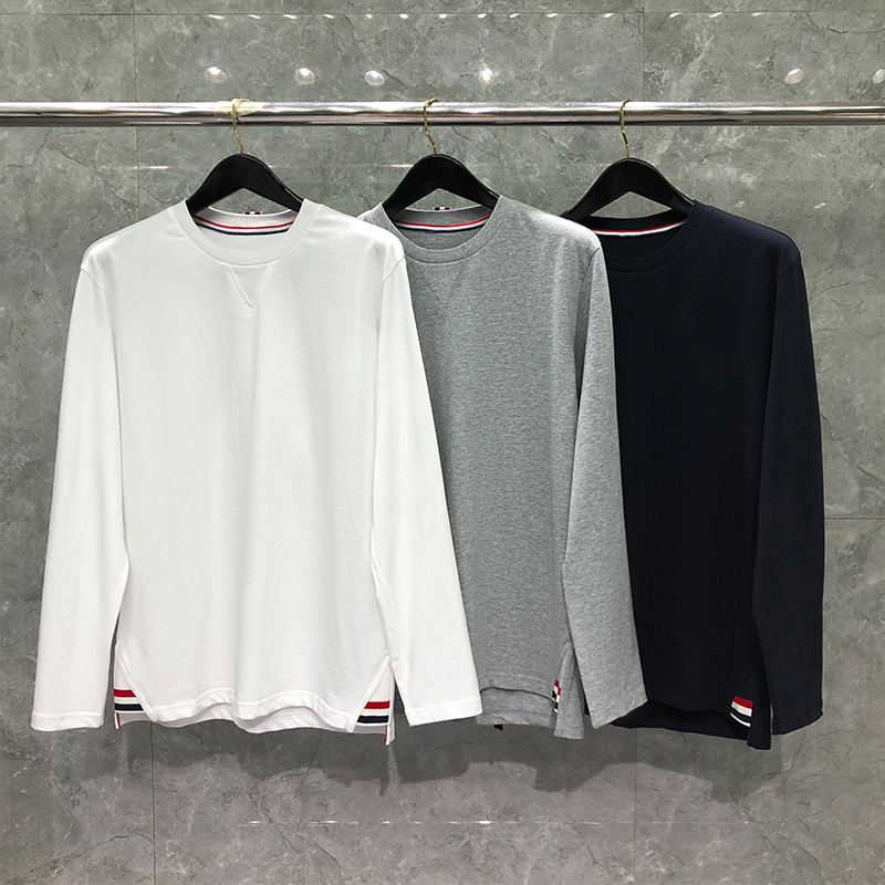 

Luxury Brand Men's T-Shirts Pure cotton Round Neck Long Sleeve Casual Sweatshirt Mens Tshirts Spring Autumn High Quality Basic T-shirt Male, Packing bag