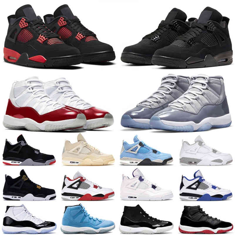 

Jordns Jumpman J4 11 Mens Basketball Shoes 4s Red Thunder Black Cat 11s Cool Grey Cherry Men Womens Trainers Outdoor Sports Sneakers Chaussures, 11s bred