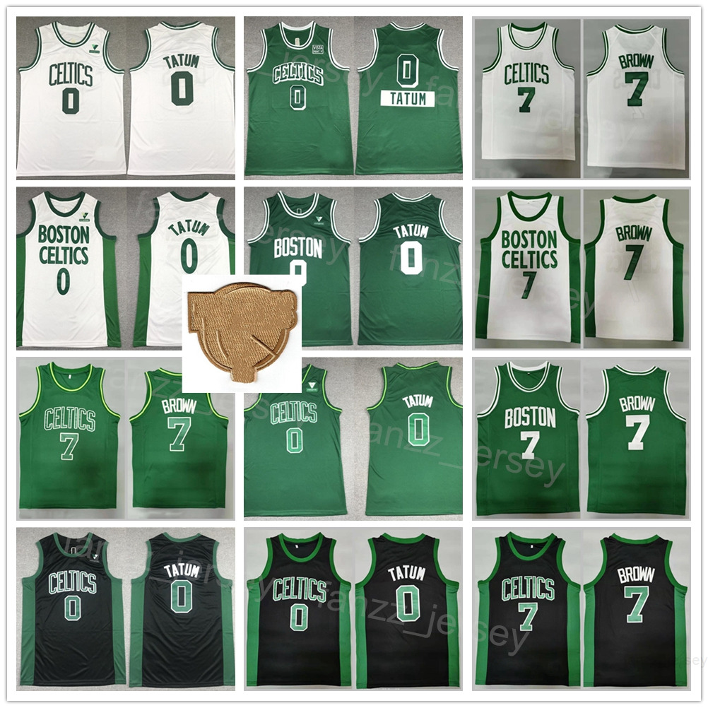 

Men The Finals Patch Jayson Tatum Basketball Jersey 0 Jaylen Brown 7 Breathable Pure Cotton For Sport Fans Black Green White Team Color All Stitched High Quality
