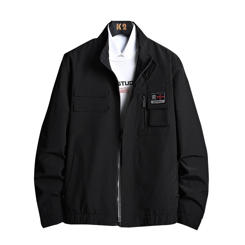 

Men's Jackets Men Zip Up Jacket Fashion Spring Autumn Slim Fit Coats Male Casual Baseball Bomber Mens OvercoatMen's, Black