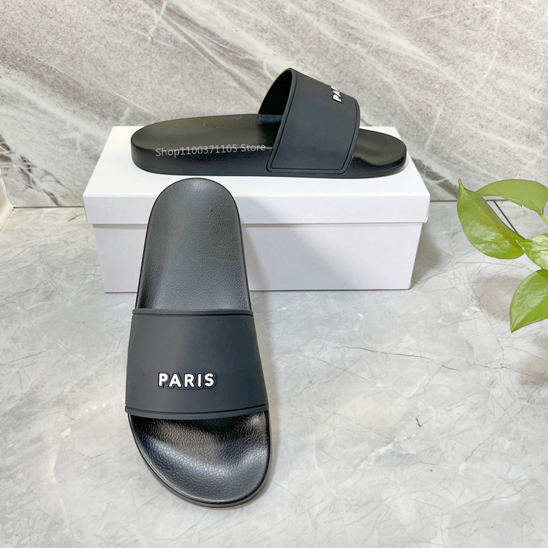 

Top Quality Mens Womens Slippers Summer Rubber Sandals Beach Slide Fashion Scuffs T Indoor Shoes Slipper Sandal Size 35-46 With Box