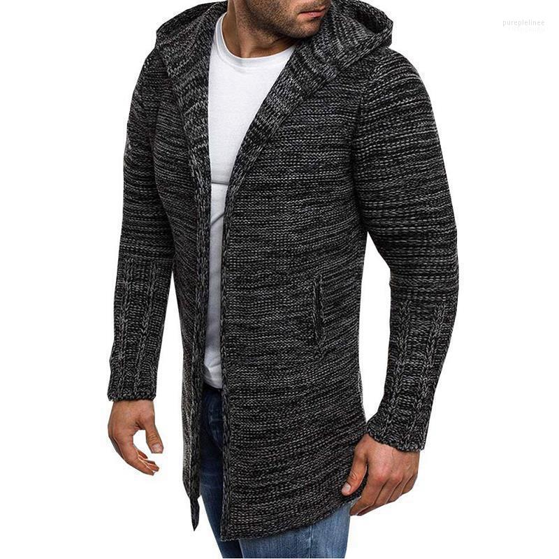 

Men's Outwear Fashion Colour Mixture Long Sleeve Knit Overcoat Style Winter Jacket Sweater Sweaters, Black