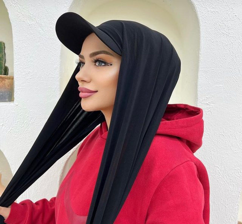 

New Fashion Women Hijab Jersey Scarf Summer Sports Baseball Caps Ladies Headwrap Ready To Wear Headscarf Bonnet