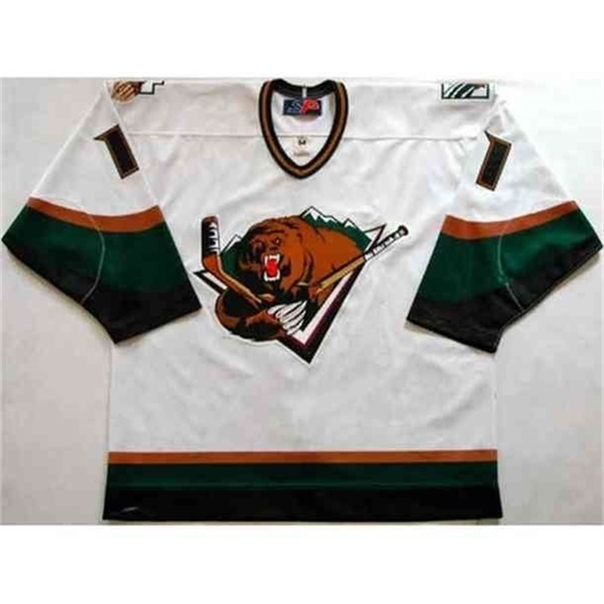 

C26 Nik1 Early 2000's #11 Jonathan Sim Utah Grizzlies Men's Hockey Jersey Embroidery Stitched Customize any number and name Jerseys, White