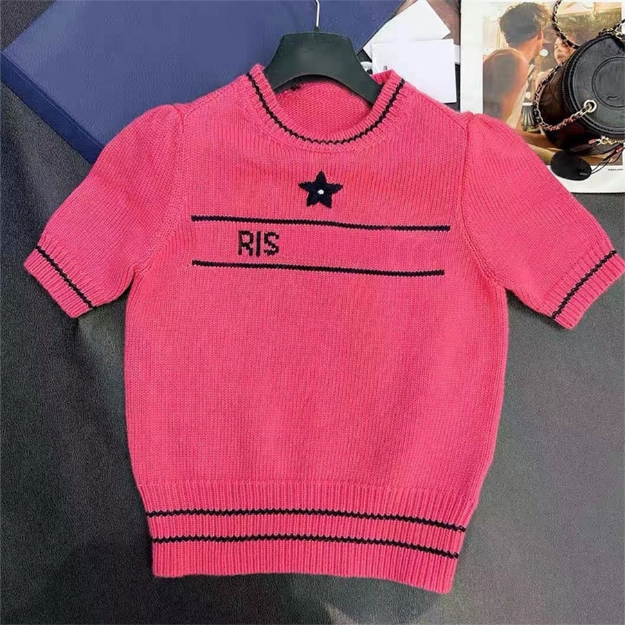 

Coat sweaters In the early spring of new stars have round neck five pointed star sweater, solid color jacquard short sleeve Clos_42N9, White