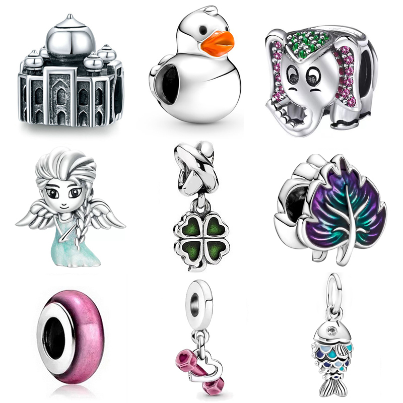 925 Argent Charme Perles Dangle Couleur Princesse Sirène Fille Poisson DIY Perle Fit Pandora Charmes Bracelet DIY Bijoux Accessoires