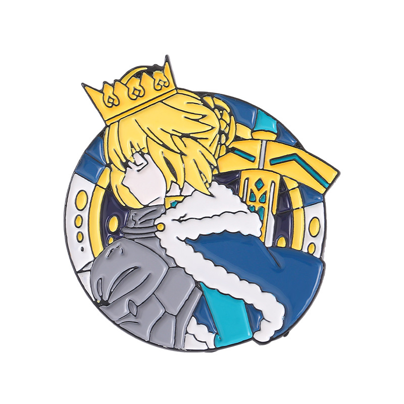 

Saber Enamel Pins Custom Altria Pendragon Brooches Lapel Badges Cartoon Anime Fate Jewelry Gift for Fans Friends, As picture