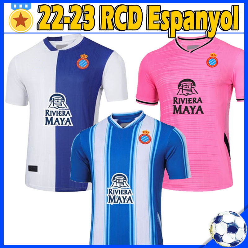 

22/23 RCD Espanyol soccer jerseys R.D.T 2022 2023 Camisetas de Futbol Embarba Javi Puado David Lopez Spain LA liga jersey men kids kits football shirts, 22-23 away