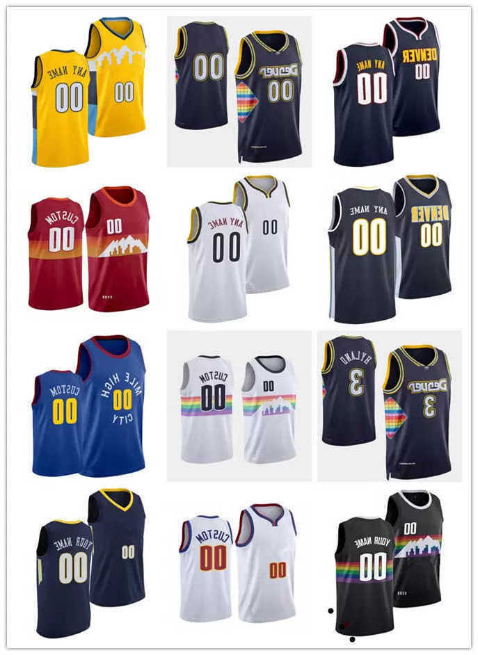 75th Custom Mens Womens Denver''Nuggets''Nikola 15 Jokic''Jamal 27 Murray 50 Aaron Gordon 1 Michael Porter Jr. Bask
