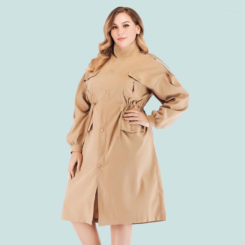 

Women's Trench Coats 2022 Autumn Winter Suit Large Code Loose Coat, Army green