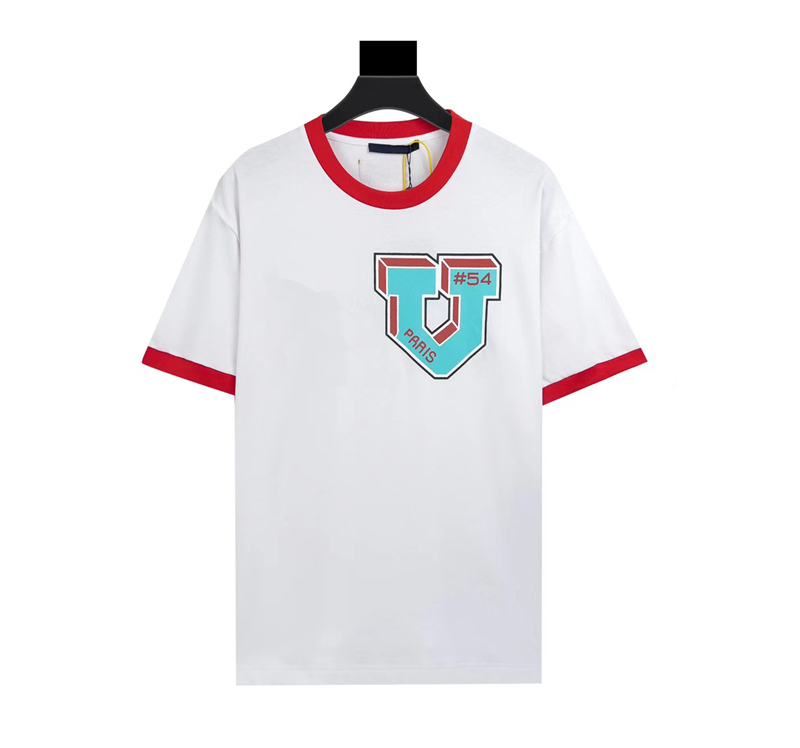 

22ss Summer Europe Paris Big Logo 54 Print Tee Fashion Mens Short Sleeve Tshirt Women Clothes Casual Cotton T shirts, White