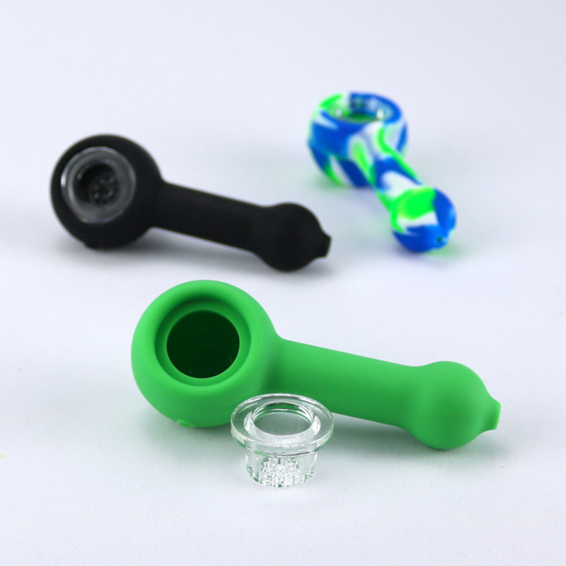 

4.2inches silicone smoking pipes multicolor glass pipe with multi holes bowl hand