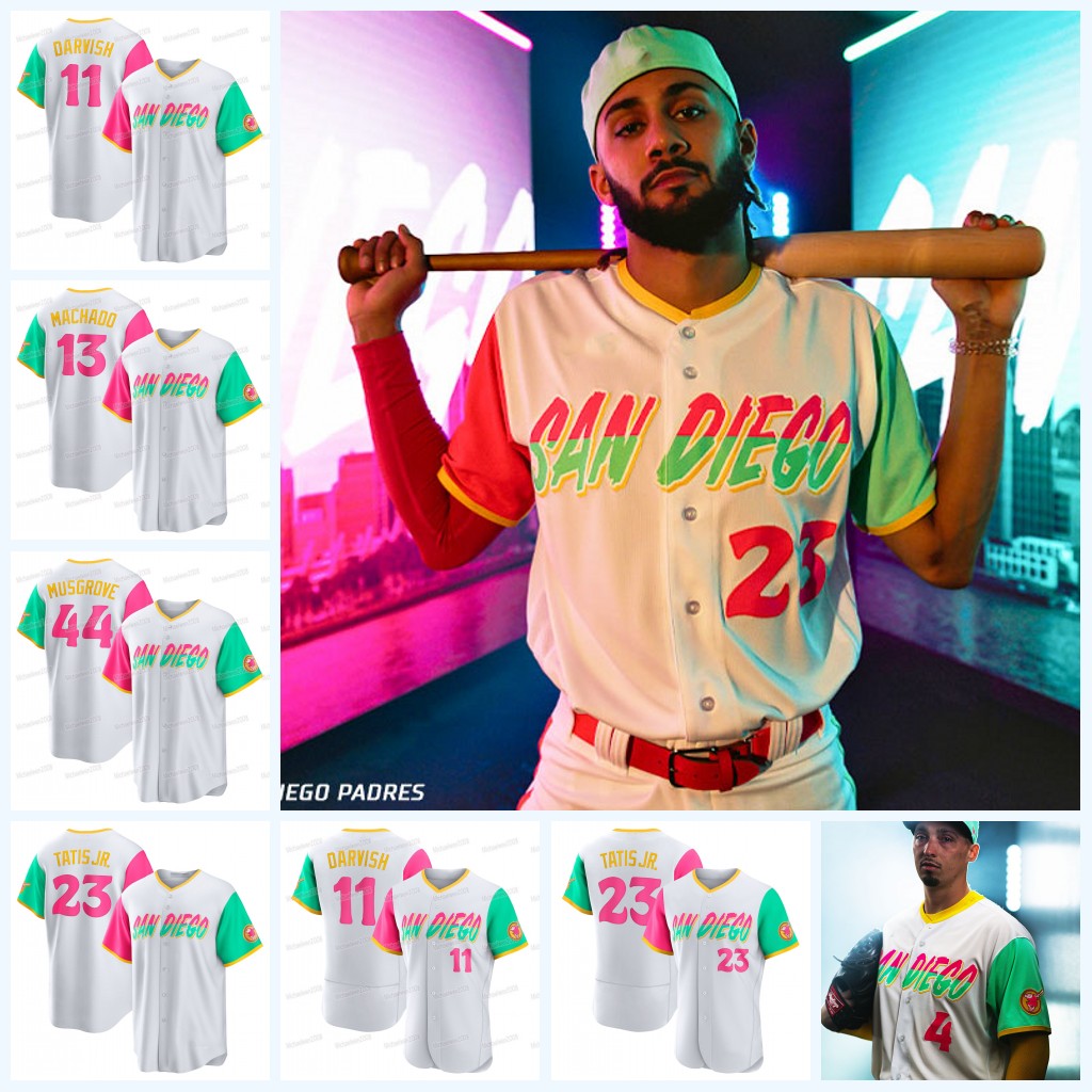 

San Diego Fernando Tatis Jr. Padres 2022 City Connect Jersey Manny Machado Eric Hosmer Trent Grisham Ha-Seong Kim Mike Clevinger Austin Nola Tony Gwynn Joe Musgrove, Women cool base
