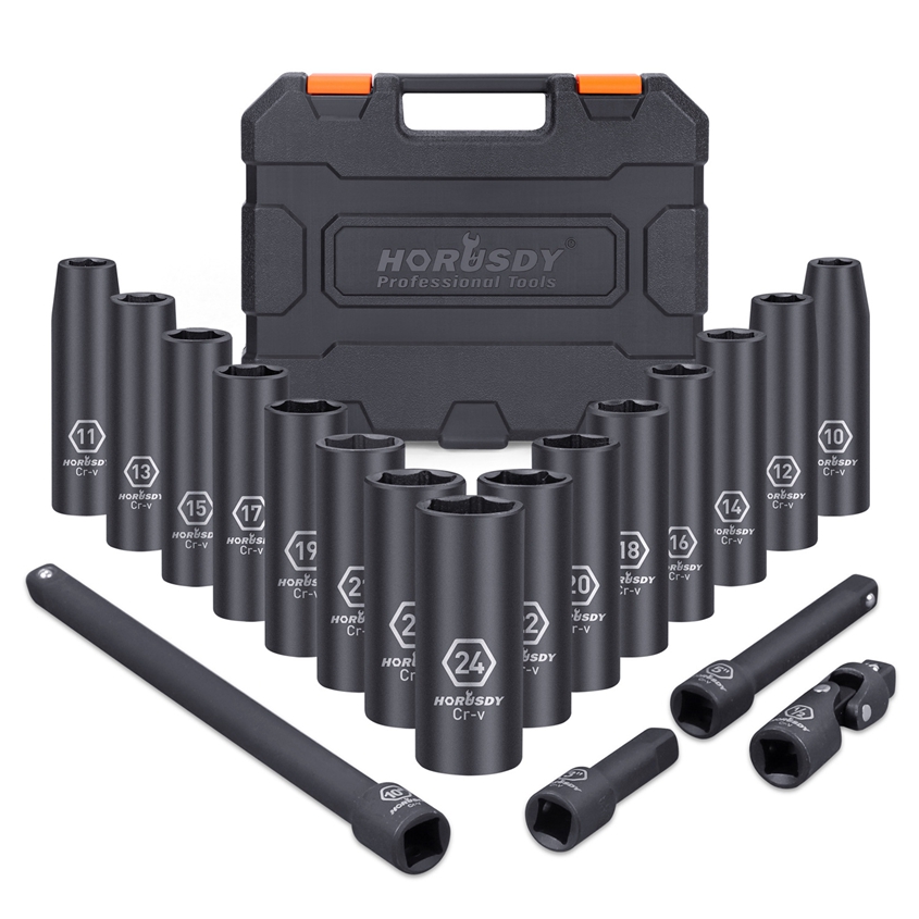 

Hand Tools 20pcs 1/2" Drive Metric Impact Socket Set Universal Socket Metric Drive Deep Socket Set Wrench for Air Pneumatic Repair Tools 110HMCLUB