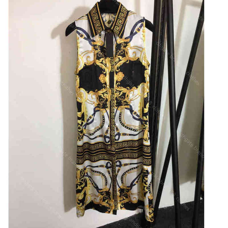 

summer women sleeveless dress print dresses shirt logo metal buttons 5A brand designer clothes collection pants t shirt dress camisole bra set 8 female Apparel a1