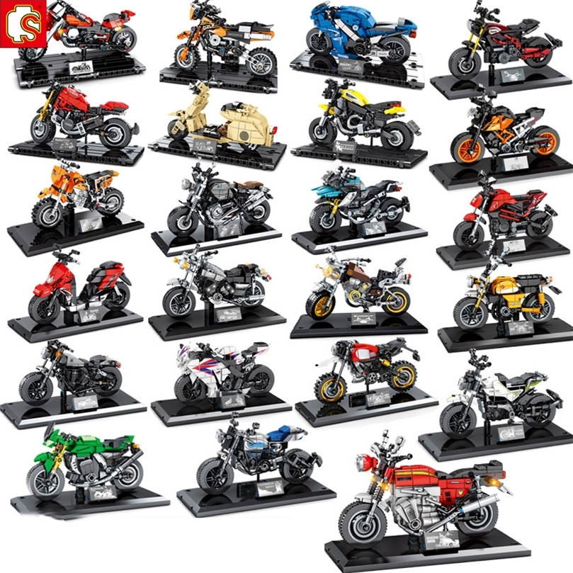 

Motorcycle sets model Building Blocks Speed Champ sport Race moto Off Road Vehicle City car Motorbike bricks kits sembo 220816