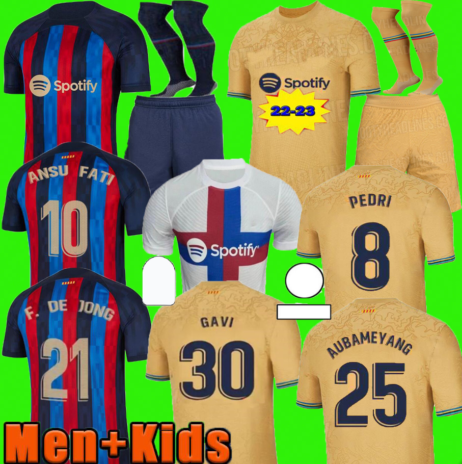 

player fans MEMPHIS soccer jersey 22 23 PEDRI ADAMA AUBA FERRAN ANSU FATI 2022 2023 GAVI F. DE JONG barcelonaS DEST kit shirt men kids sets socks uniforms 16-4XL, Player version