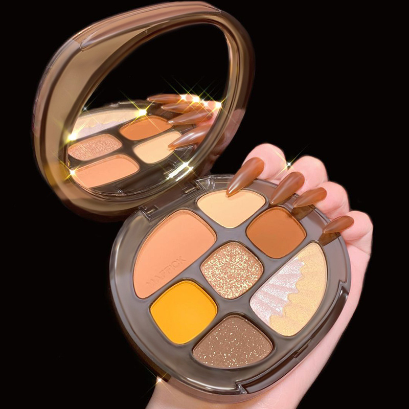 Amber glass eight-color eye shadow plate millennium powder plate high-gloss blush super fire matte earth color new blush-image-783852427