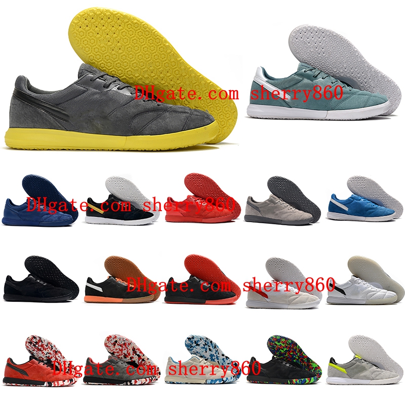 

Premier II sala IC Soccer Shoes Indoor Football Boots low Ankle Cleats Black orange botas de futbol, As picture 12