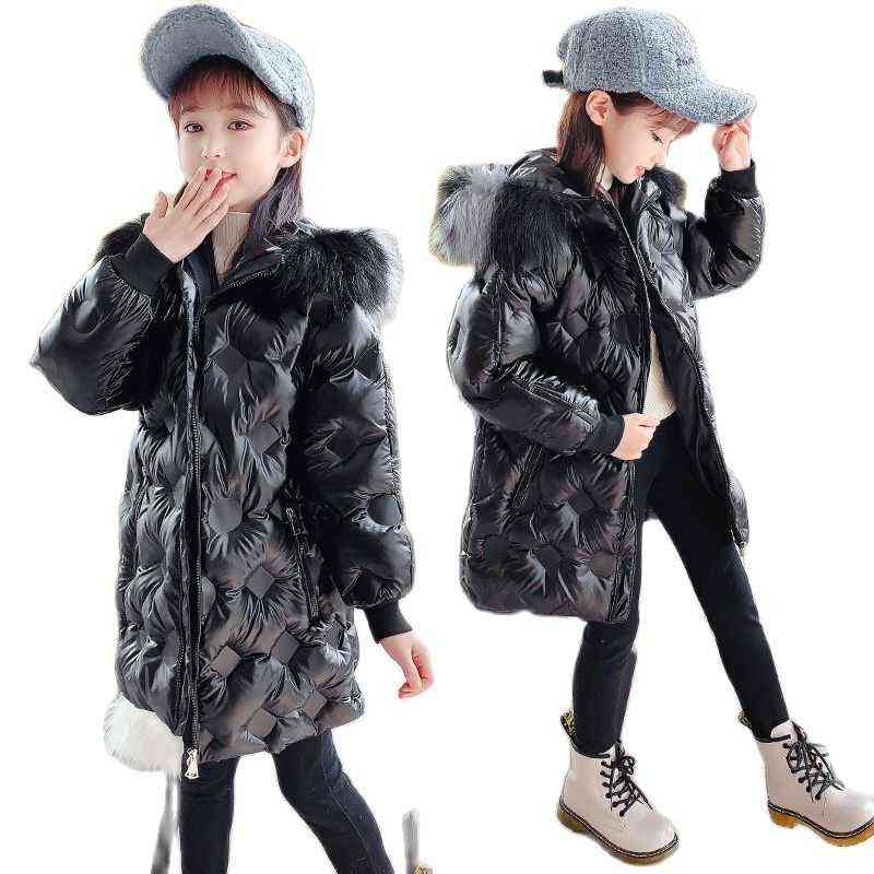

2021 Fashion Teenager Girl Clothes Winter Jacket Warm Thick Jacket Childrens Clothing Kids Parka Large Fur Hoodie Outerwear For 3-14 J220718, Pink