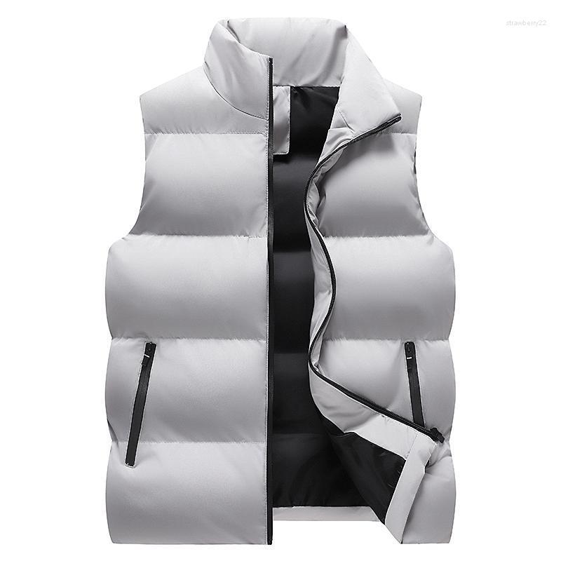 

Men's Vests Oversized Jacket Autumn/winter Warmth Thick Solid Color Winter Trend Vest Loose Simple Outer Wear Stra22, Black