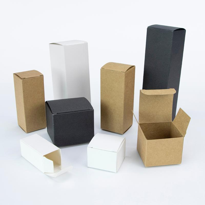

Gift Wrap 50pcs/packaging Box Cosmetics Packaging Essential Oil Bottle Kraft White Card Black Available Custom Size