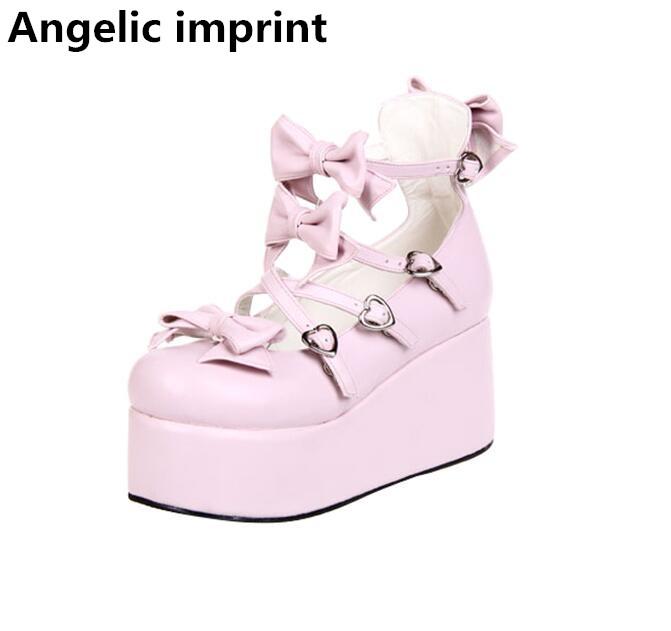 

Dress Shoes Angelic Imprint Woman Mori Girl Lolita Cosplay High Thick Trifle Heels Wedges Pumps Platform Women Princess Shoe 47Dress, White 5cm