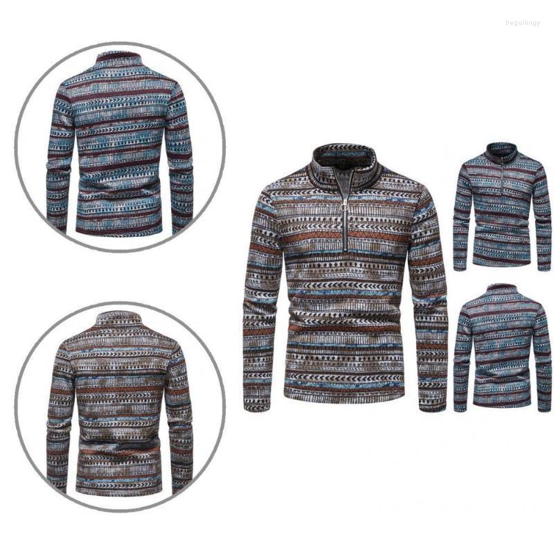 

Men' Sweaters Casual Pullover Soft Texture Washable Ethnic Print Knitted Sweater Male Begu22, Blue