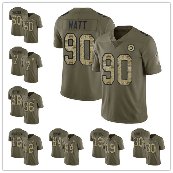 

Jersey Pittsburgh''Steelers''MEN WOMEN YOUTH Kenny Pickett T.J. Watt Minkah Fitzpatrick Limited Football Olive Camo 2017 Salute to Service