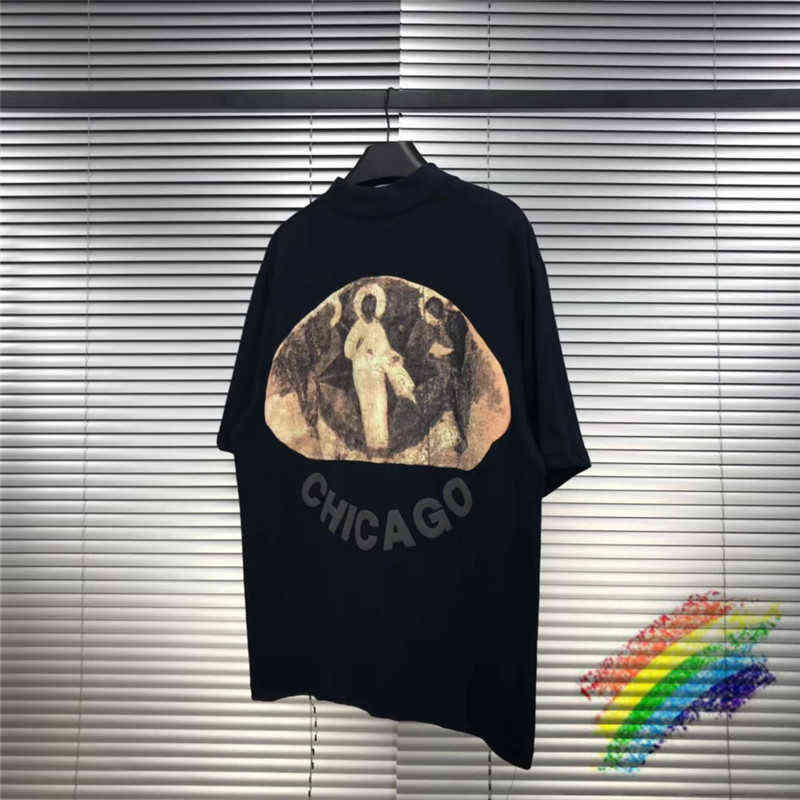 

3D Foam Printing Jesus Is King T-shirts Men Women High Quality Tee Back Chicago Cotton TopsT220721