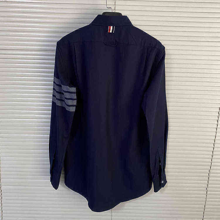 

tb blue striped men's flannel shirt men's and women's autumn and winter long-sleeved all-match Korean trend shirt coat, Blue double pocket