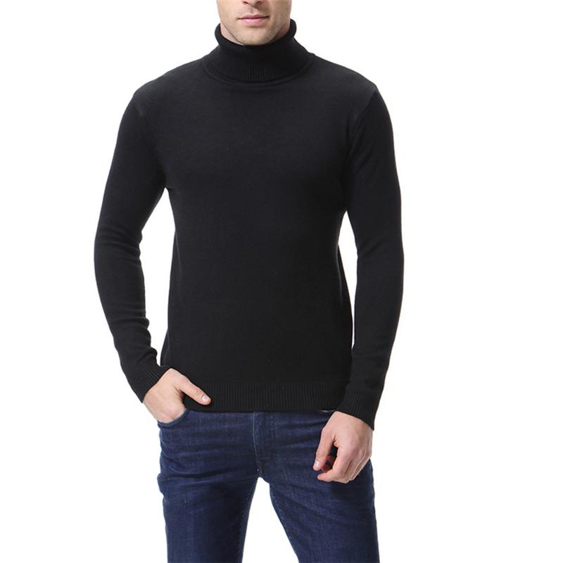 

Men's Sweaters Autumn Winter Men Fashion Warm Long Sleeve Turtleneck Sweater Casual High Collar Solid Color Pullover Black White Base TopMen